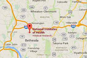 显示马里兰州贝塞斯达NIH总部位置的谷歌地图。