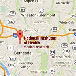 显示马里兰州贝塞斯达NIH总部位置的谷歌地图。