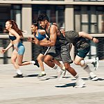 Men and women run, sport training and workout, active and sports lifestyle